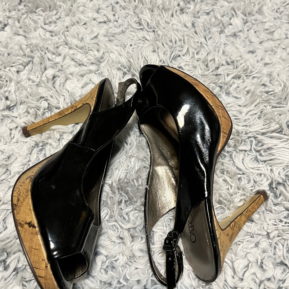 Women's Patent Leather Platform High Heel Slingback Sexy Peep Toe Stiletto